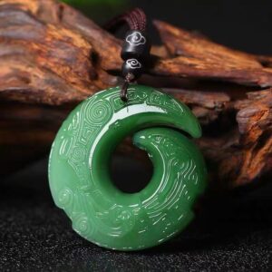 Men's necklace with a safety buckle pendant made of Hetian jade, symbolizing good fortune.