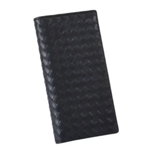 Men's Long Wallet in Braided Cowhide Leather