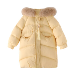 New winter girls' mid-length hooded thickened down jacket children's jacket