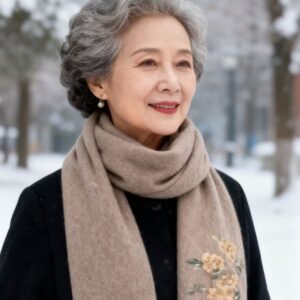 Shanghai Story Women's Wool Scarf Embroidered Shawl Winter Gift for Mother 2025 New Cashmere