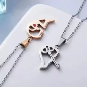 Couple's Heart-Shaped Arrow Necklace