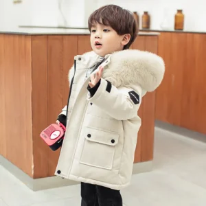 Mid-length thickened boys' winter down jacket