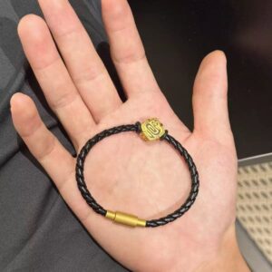 Golden Taotie Lucky Charm Beaded Bracelet with Sand Gold Color Preservation
