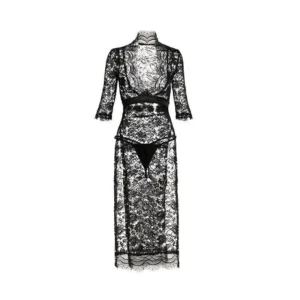 Sexy lace black Chinese cheongsam