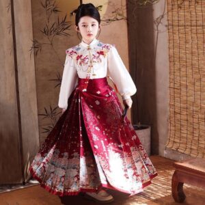 Balabala Girls Red New Year Hanfu Dress