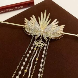 New Chinese style wing tassel hairpin, super ethereal and high-end, purely handmade.