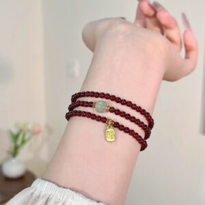 Agate and crystal couple bracelet without five-fold gold pendant