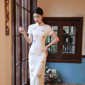Red cheongsam summer noble cheongsam handmade