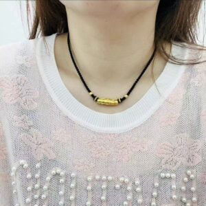 New Golden Nine-Eyed Dzi Bead Hand-woven Necklace Cord Adjustable Couple Necklace