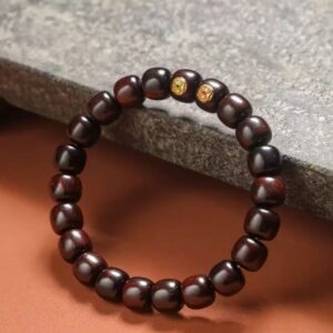 Men's antique sandalwood bracelet, exquisite sandalwood bracelet inlaid with gemstones.