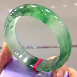 Icy Burmese jadeite bangle, old mine Burmese bright green jadeite bangle, women's style gift.