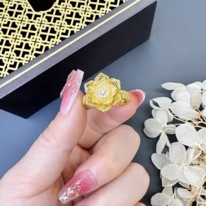 Sand Gold Women's Rose Ring, Adjustable Opening