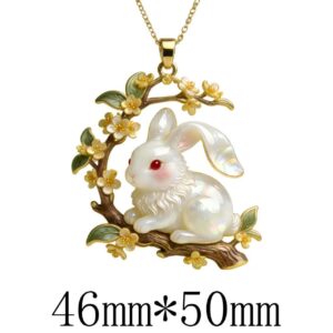 The Jade Rabbit Perching on a Branch Necklace is warm and elegant, with a charming pendant that exudes sophistication. It's a classic metal piece, perfect as an Easter gift for your girlfriend.