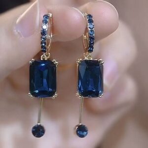 Luxury Blue Square Crystal Earrings - 2025 New Arrival