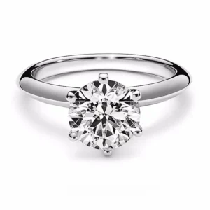 Handmade Custom 1 Carat Round Solitaire Diamond Six Prong Proposal Wedding Diamond Ring