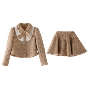2023 winter velvet and thickened socialite children's suit