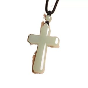 Natural Hetian jade cross pendant, cross-shaped jade necklace, men's jade pendant, women's genuine jade three-dimensional necklace