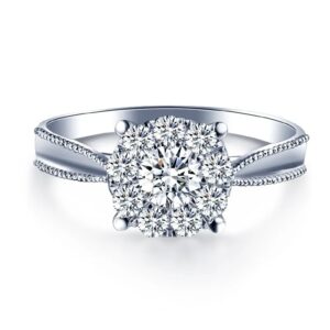 Hand-Set 0.3 Carat Cluster Diamond Ring with 4 Prongs