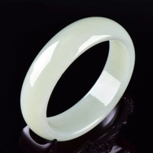 Xinjiang Hetian jade mutton fat white jade circle wide version round bracelet