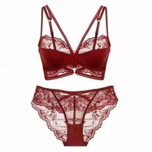 festive red silk lingerie set