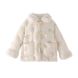 Short embroidered down jacket for children