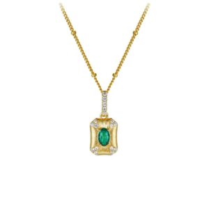 Sugar Cube Emerald Necklace in Gold