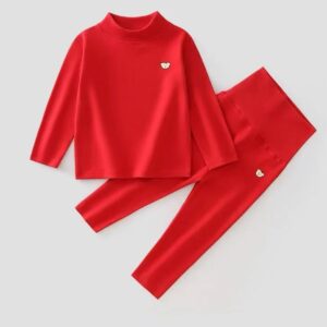Children's thermal underwear set high collar high waist thick winter children's heating German fleece autumn clothes and long trousers - unisex style. 8-12 years old