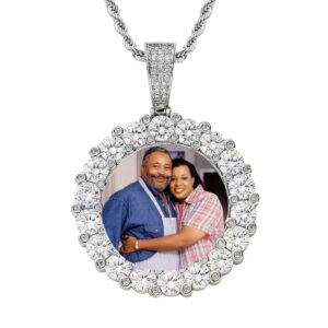 True Love Photo Frame Pendant Private Custom Couple Photo Commemoration Round True Love Eternal Necklace