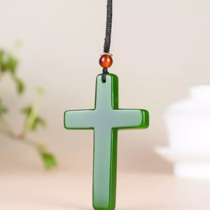 Xinjiang Hetian jade nephrite cross pendant, mutton fat jade, white jade cross pendant, women's necklace pendant (God)