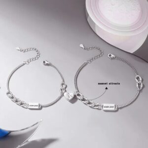 Niche Design Love Love Couple Sterling Silver Mutual Attraction Bracelet